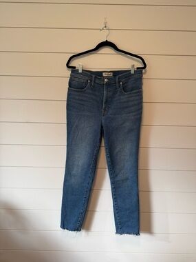 Madewell 10” High-Rise Skinny Midwash Jeans Raw Hem Size 31